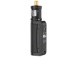 E Zigaretten Set CoolFire Z80 von Innokin im Set mit Akkuträger, Zenith 2 Verdampfer, Z Verdampferkopf KA1 0,8 Ohm und Mesh 0,3 Ohm, 510er Ultem MTL Drip Tip, 510er RDL Drip Tip, Ersatz-Glastank, Ersatzteil-Set, Ladekabel, Bedienungsanleitung