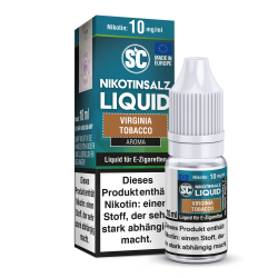 10 ml Virginia Tobacco Nikotinsalz Liquid mit dem Geschmack von Tabak in der Stärke 20 mg/ml